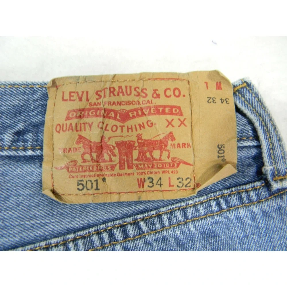 Levi's 501 jeans Men's 34 x 32 regular fit straight Button Fly blue denim pants